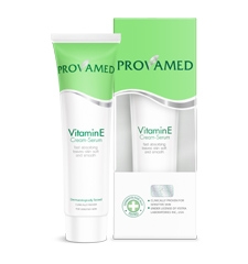 Provamed Vitamin E cream Serum โปรวาเมด วิตามินอี ขนาด 50 กรัม ครีมเซรั่ม บำรุงผิวสูตรเข้มข้น สำหรับสภาพผิวที่มีรอยแผลเป็น จากสิวหรือริ้วรอยเร่งการผลัดเซลล์ผิวและขจัดสิวที่อุดตัน ได้อย่างล้ำลึก