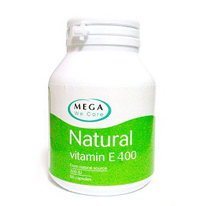 Mega We Care Natural Vitamin E 200 60 เม็ด  ป้องกันริ้วรอย ให้ความชุ่นชื่น ชะลอการเสื่อมของเซลล์ ช่วยบำรุงผิวให้เนียนนุ่มชุ่มชื่น ลดริ้วรอยก่อนวัย