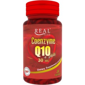 Real Elixir Coenzyme Q10 30 mg Plus Alpha Lipoic Acid and Vitamin 30 capsules ป้องกันและลดเลือนริ้วรอย พร้อมบำรุงหัวใจ