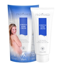 Provamed Stretch Mark Cream โปรวาเมด สเตรซ มาร์ค ครีม ขนาด  200 กรัม สำหรับผิวแตกลาย และแห้งกร้าน เนื้อครีมเข้มข้น ซึมซายเร็ว อ่อนโยน