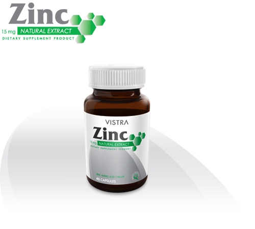 Vistra Zinc 15 mg 45 แคปซูล ช่วยรักษาสิว ป้องกันผมร่วง ป้องกันปัญหาต่อมลูกหมาก เสริมภูมิคุ้มกันร่างกาย
