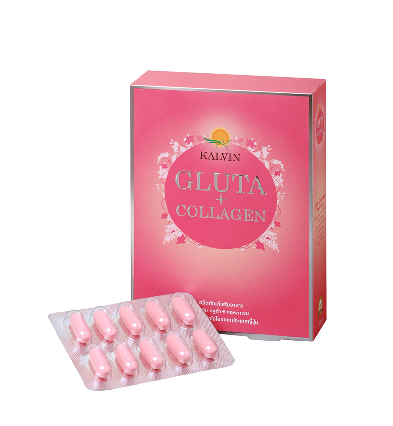 Kalvin Gluta + Collagen 30 แคปซูล คาลวิ่น กลูต้า+คอลลาเจน  โดยสูตรนี้จะได้ทั้งผิวขาวใส + ผิวเนียนเรียบ