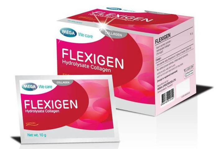Mega We Care Flexigen เมก้า วี แคร์ เฟลกซิเจน 10,000 mg. 15 ซอง ดูแลผิวพรรณริ้วรอย ดูแล ผม ผิว เล็บ ข้อเสื่อม ลดปวดข้อกระดูกเสื่อม