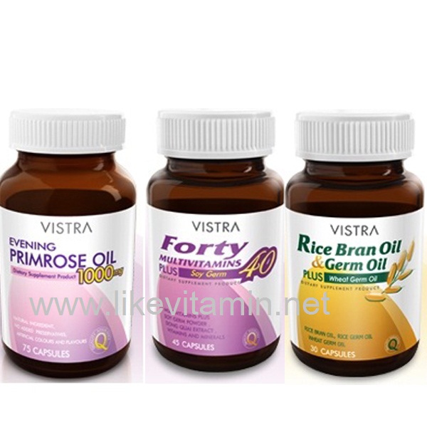Forty Set  3 ขวด มี  Vistra Evening Primrose + Vistra Forty  + Vistra Rice Brain Oil  เซทดูแลผู้หญิงวัย 40