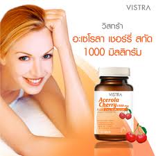 Vistra Acerola Cherry 1000 mg. 100 tabs. (ขวดใหญ่) วิสทร้า อะเซโรล่า เชอร์รี่ 1000 มก. 100 เม็ด วิตามินซีธรรมชาติ เหมาะสำหรับผู้ที่ต้องการดูแลผิวพรรณและเพิ่มภูมิคุ้มกันของร่ายกาย ไม่เป็นหวัดง่าย