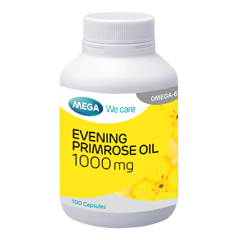 Mega We Care Evening Primrose Oil 30 แคปซูล ลดอาการผิดปกติก่อนมีประจำเดือน ผิวหนังแห้ง ลดโคเลสเตอรอล